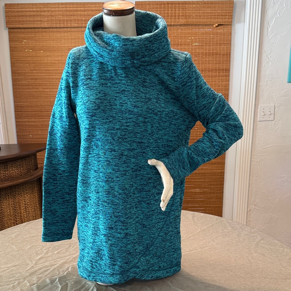 Lands' End Women's Blue Cowl Neck Sweater